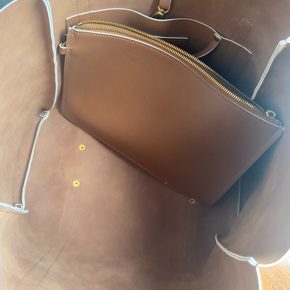 Alexandra K beige camel tote with pouch - Picture 3 of 7